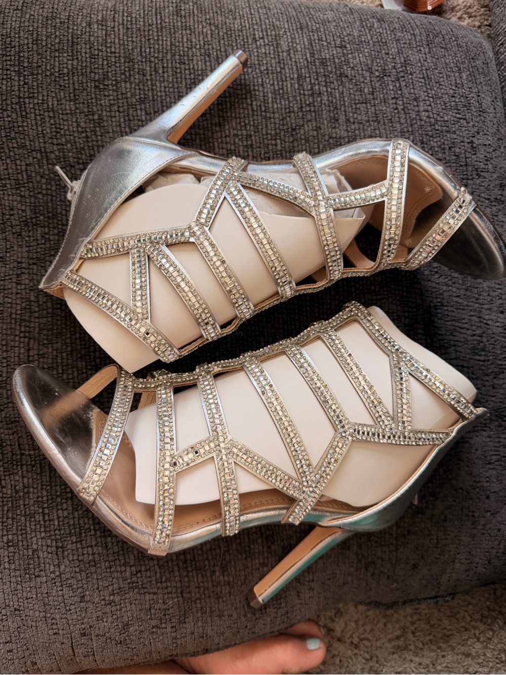 Lauren Lorraine Silver Rae Rhinestone Heels - Picture 2 of 6